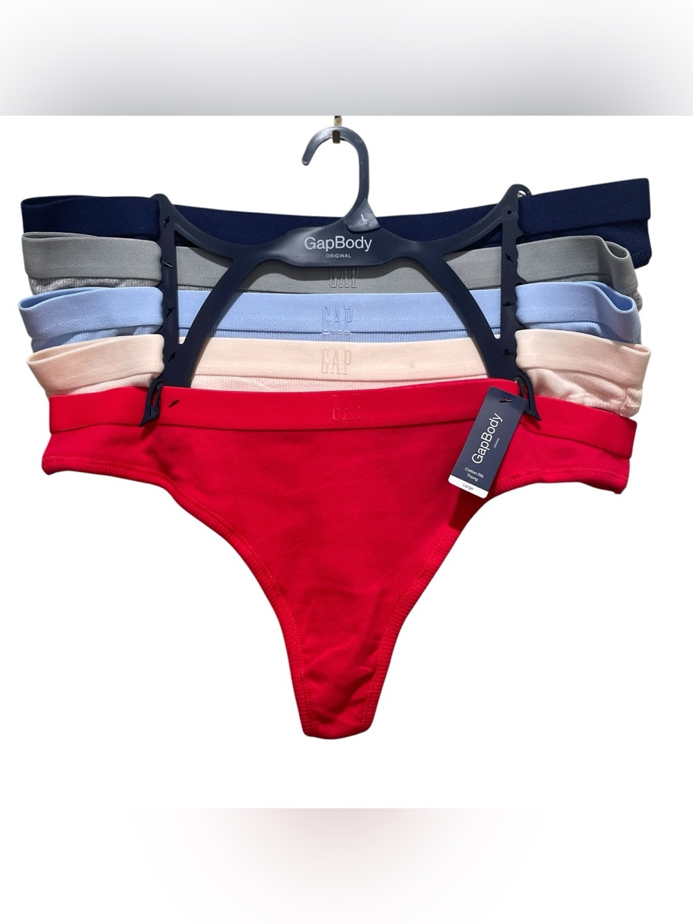 GapBody 5 Pack Cotton Rib Thong Underwear Multicolor Women’s Size Large NWT